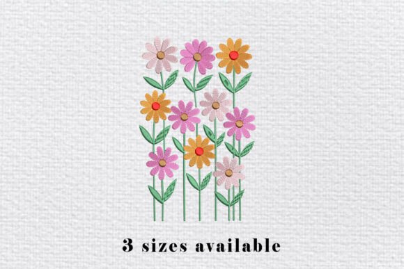 Colorful Daisy Floral Embroidery