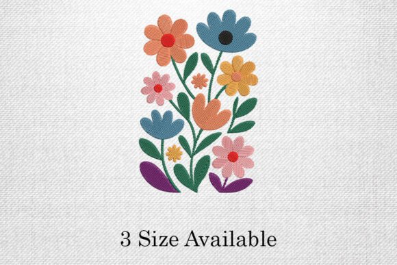 Colorful Floral Bunch Embroidery Design