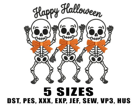 Dancing Skeletons Embroidery Design