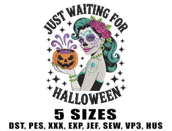 Dark Halloween Girl Embroidery Design