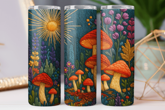Embroidery Floral Tumbler Photo Art Wrap