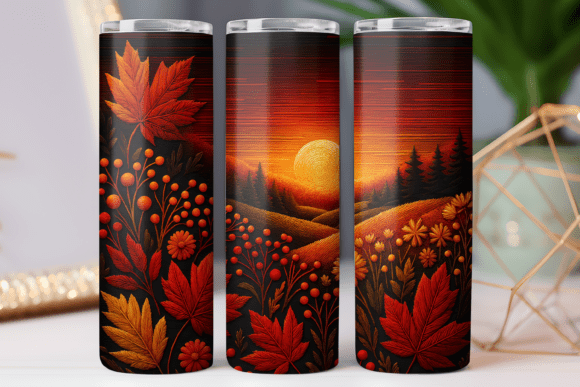 Embroidery Floral Tumbler Wrap Photo Art