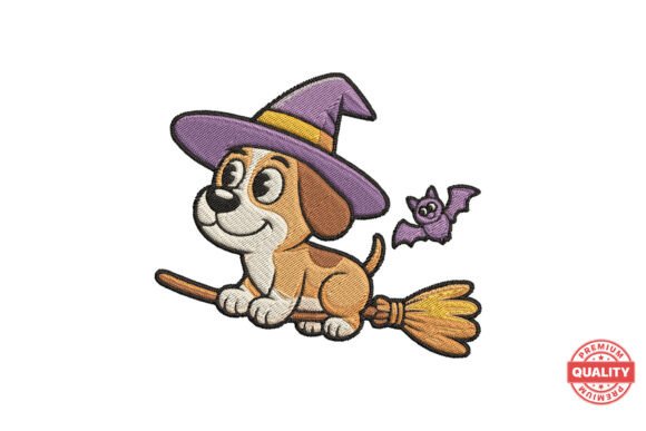 Halloween Witch Puppy Embroidery