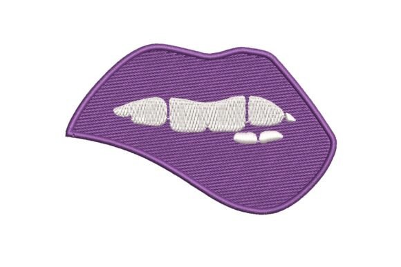 Pop Art Lip Bite Embroidery Design