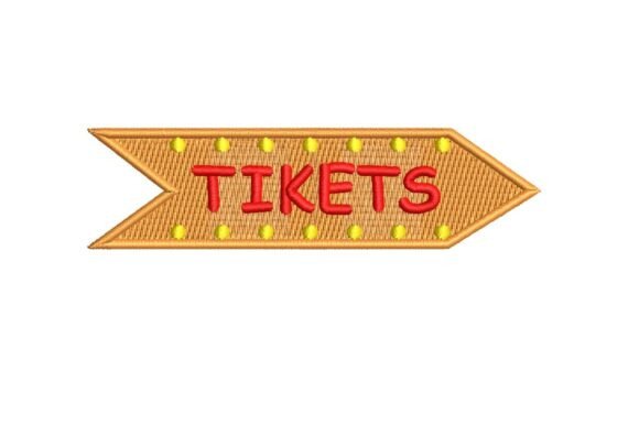 Retro Carnival Tickets Sign Embroidery