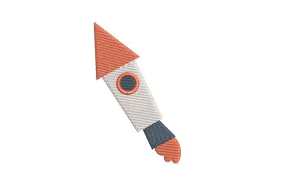 Retro Rocket Ship Embroidery Design