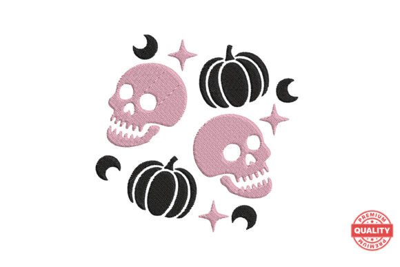 Skull Pumpkin Halloween Embroidery